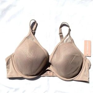 Third Love 40D Classic Contour Plunge bra beige removable push up padding